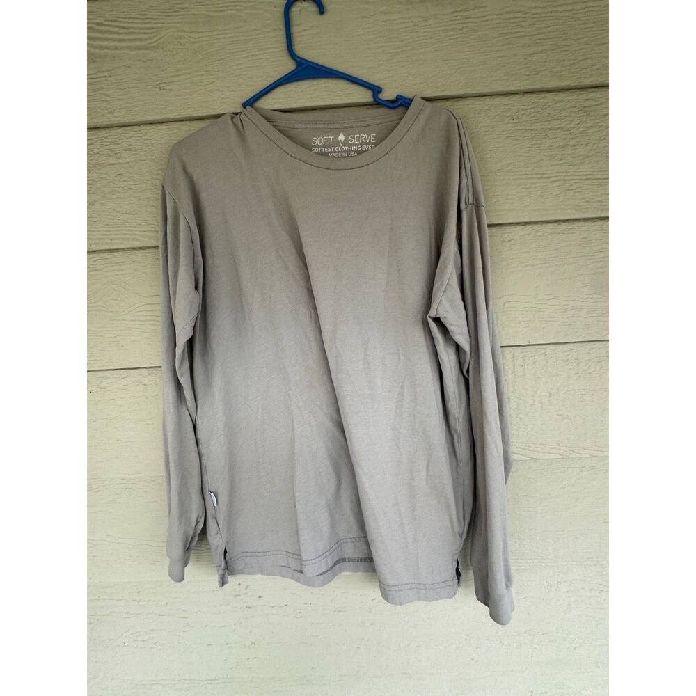 Soft Serve Organic Supima Cotton Long Sleeve T-Shirt Grey Tan Men's Size L